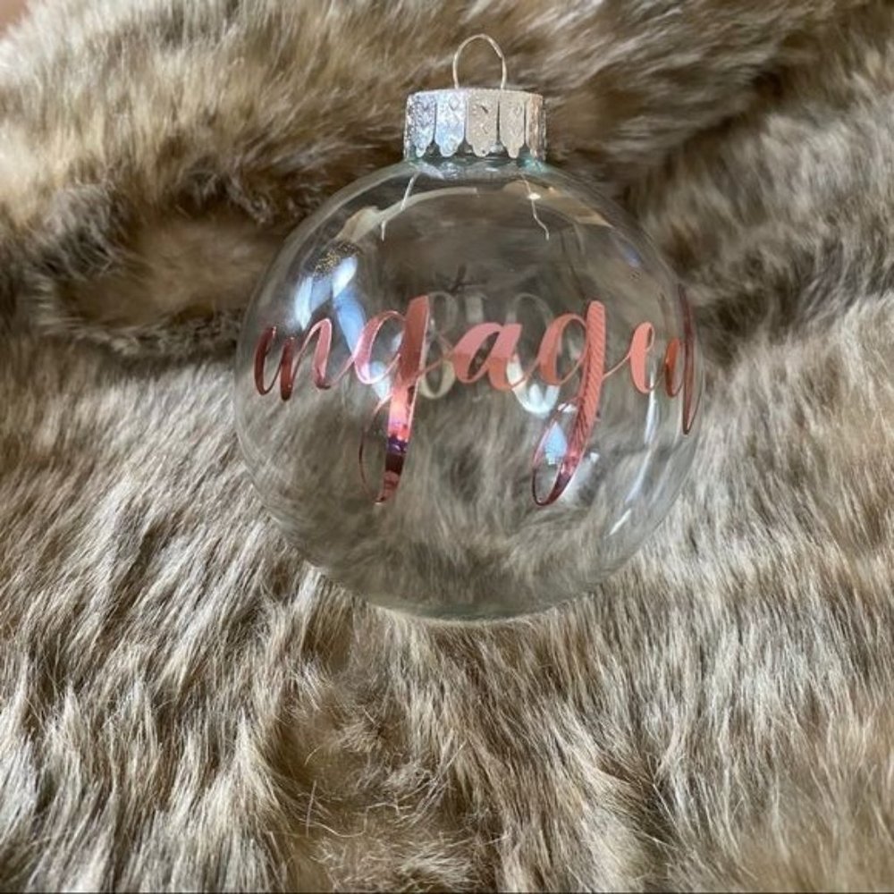 Engaged 2018 Rose Gold Glass Ornament